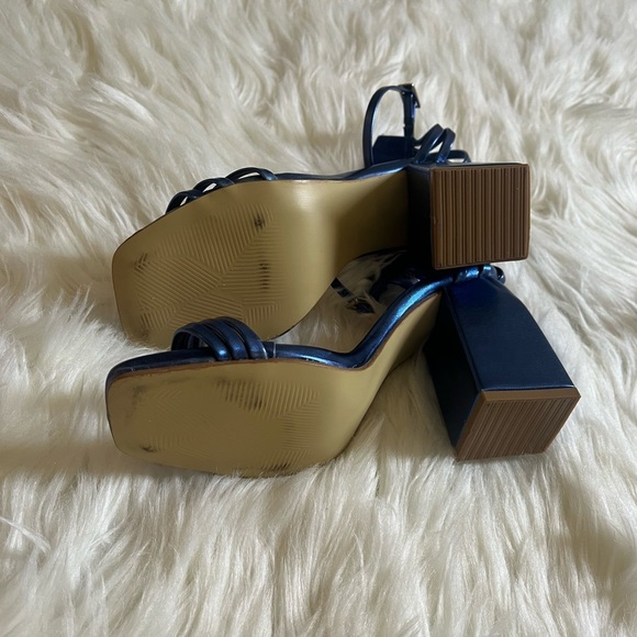 Metallic Navy Blue Women's Heels - Picture 3 of 9